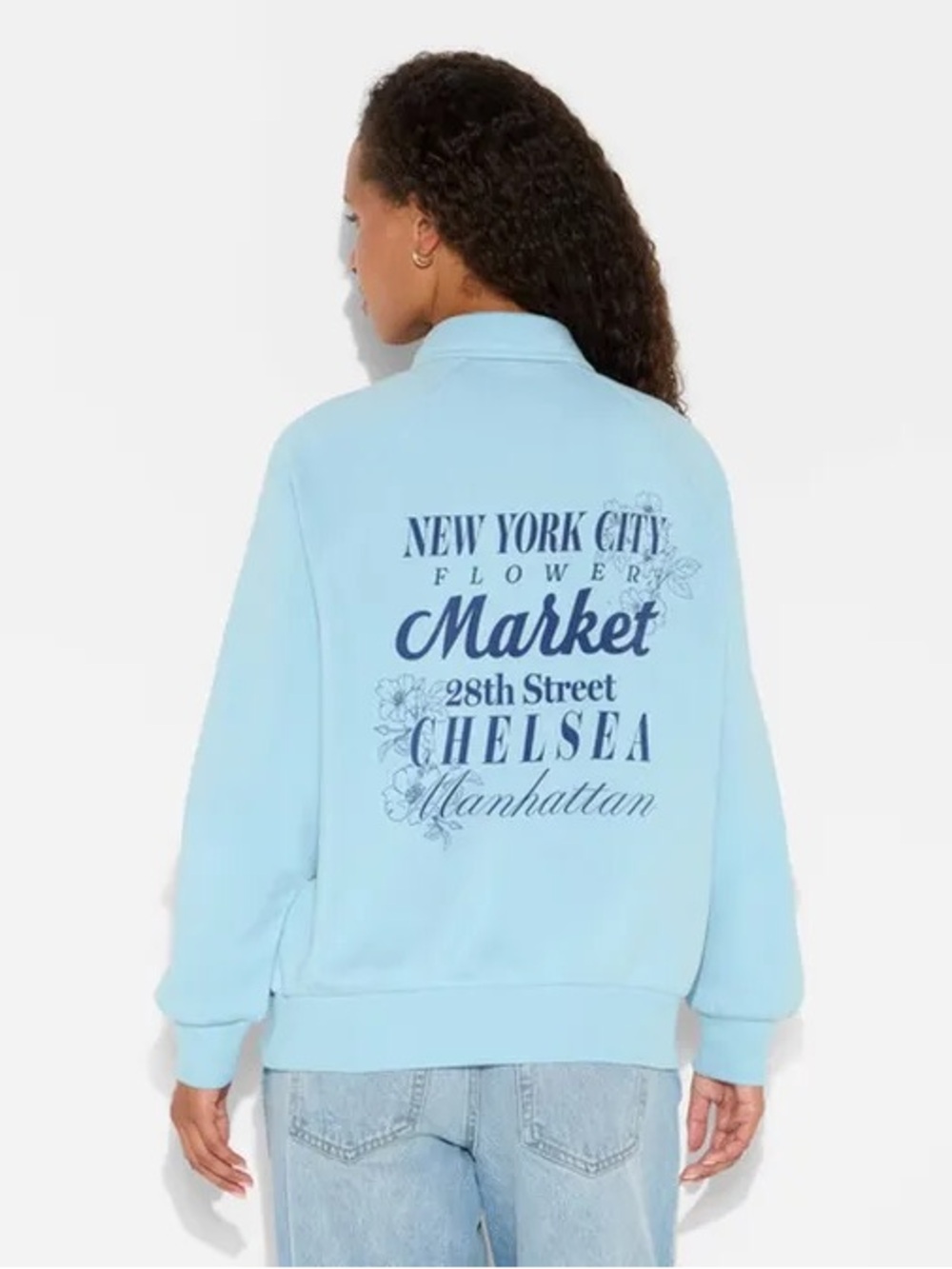 Zoe+Liv Women's NYC Button-Front Graphic Pullover Sweatshirt Var Sizes Blue NWT - Picture 3 of 8